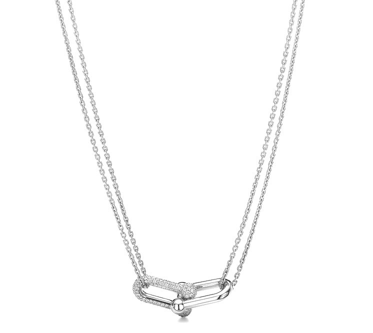  Tiffany City HardWear Double Link Pendant in Sterling Silver with Pavé Diamonds