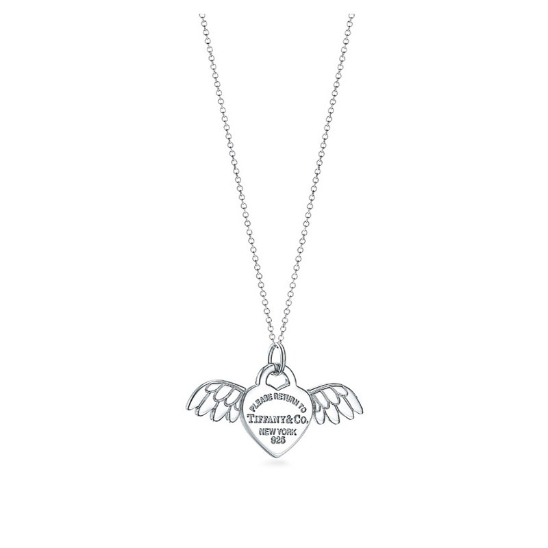 "Return to Tiffany"  Angel Heart Tag Charm Pendant on a 18" Chain Necklace