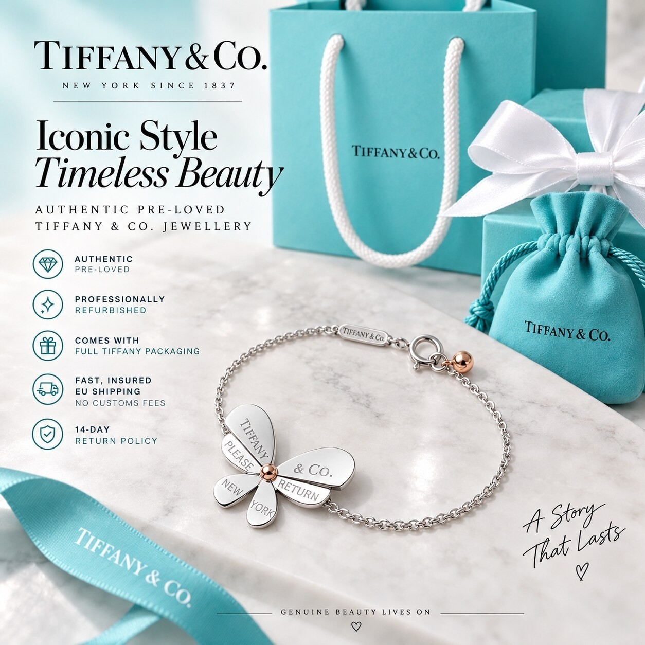 Tiffany & Co. Return to Tiffany Love Bugs Butterfly Bracelet
