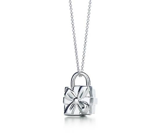 Tiffany Box Lock Charm Pendant. Sterling Silver