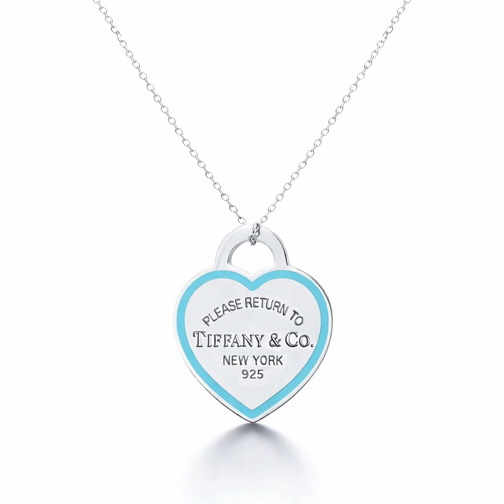 iffany & Co Return to Tiffany Blue Enamel Outline Heart Tag Pendant 