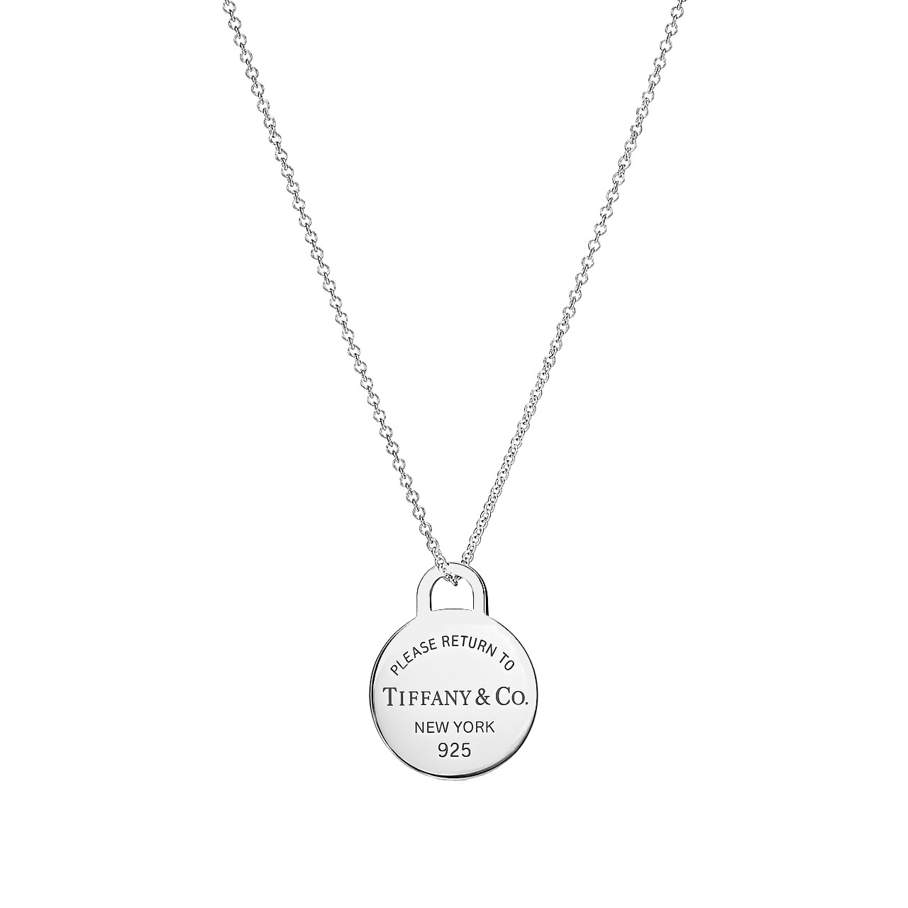 "Return to Tiffany" Medium Round Tag Pendant on a 18" Chain