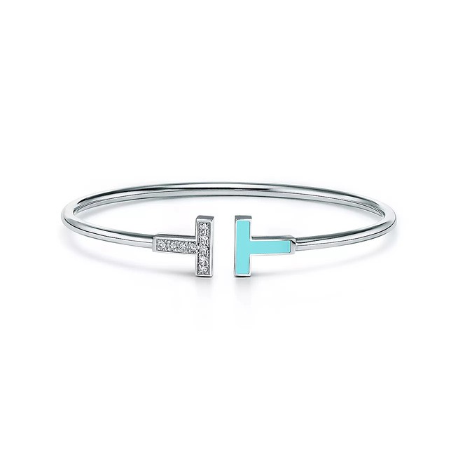 Tiffany T Diamond and Turquoise Wire Bracelet