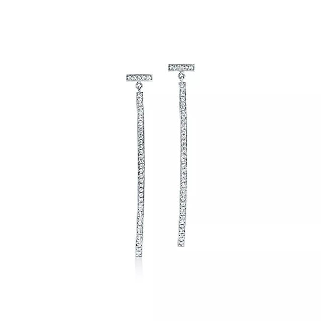 Tiffany T Diamond Bar Earrings Sterling Silver
