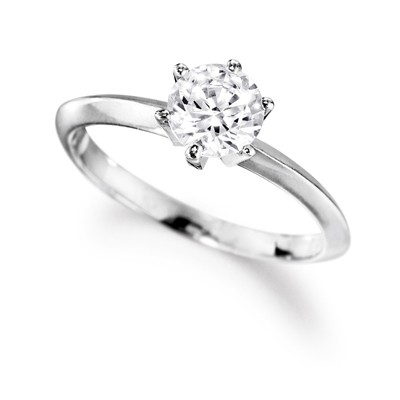 Engagement Ring 1 Ct. Solitaire Ring Platinum Clad