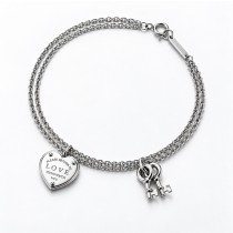 Return to Tiffany Love Heart & Keys Double Chain Bracelet in Sterling Silver