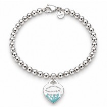 Return to Tiffany® Color Splash Small Heart Tag Bead Bracelet – Sterling Silver, 4 mm
