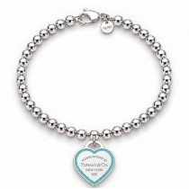 Return to Tiffany® Tiffany Blue® Outline Enamel Small Heart Tag Bead Bracelet – Sterling Silver, 4 mm
