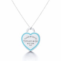 iffany & Co Return to Tiffany Blue Enamel Outline Heart Tag Pendant 