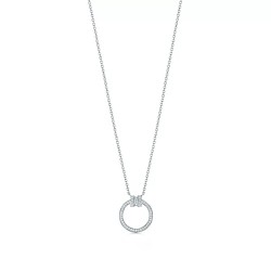 Tiffany T Diamond Pendant in White Gold with a Baguette Diamond