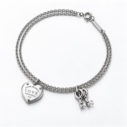 Return to Tiffany Love Heart & Keys Double Chain Bracelet in Sterling Silver