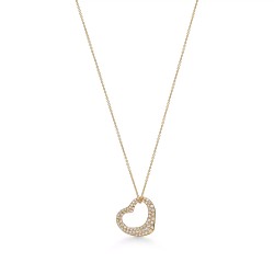Elsa Peretti® Open Heart Pendant in Yellow Gold with Pavé Diamonds