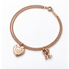 Return to Tiffany Love Heart & Keys Double Chain Bracelet Rose Gold