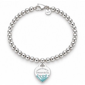 Return to Tiffany® Color Splash Small Heart Tag Bead Bracelet – Sterling Silver, 4 mm