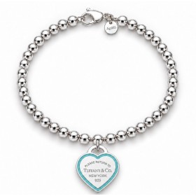 Return to Tiffany® Tiffany Blue® Outline Enamel Small Heart Tag Bead Bracelet – Sterling Silver, 4 mm
