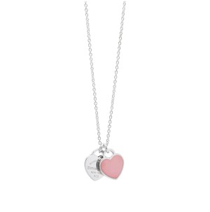 Return to Tiffany™ Mini Pink Double Heart Tag Pendant 
