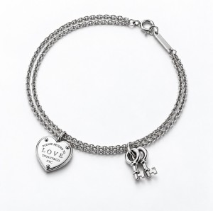 Return to Tiffany Love Heart & Keys Double Chain Bracelet in Sterling Silver