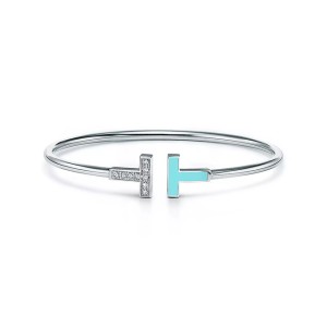 Tiffany T Diamond and Turquoise Wire Bracelet